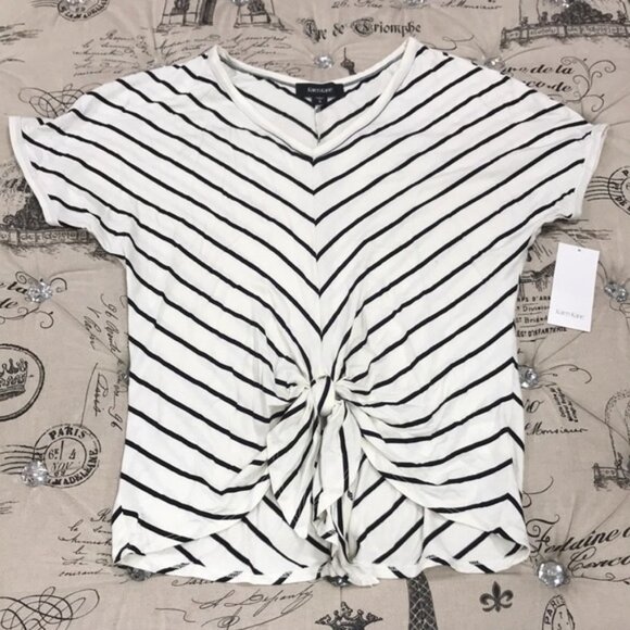 KAREN KANE STRIPE TIE-FRONT TOP - Picture 2 of 6